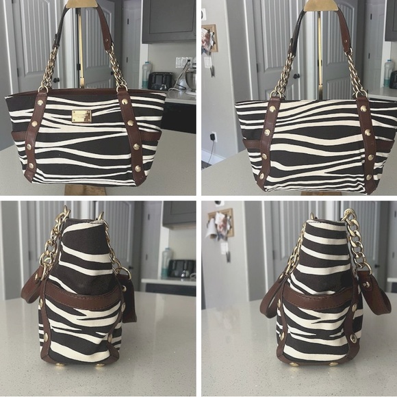 Michael Kors Zebra Print Shoulder Bag in Black and Brown - Picture 1 of 3